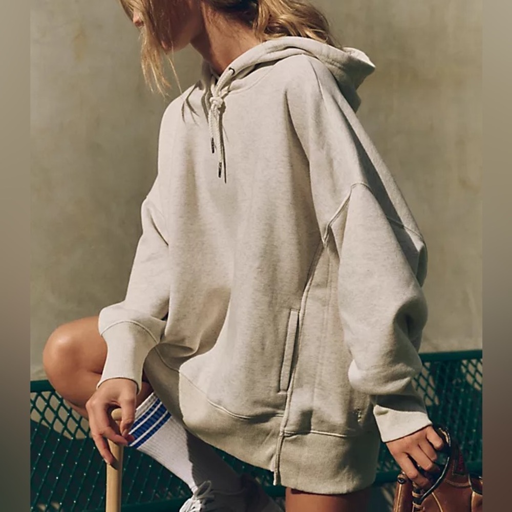 FP Movement by Free People Oversized Cream Hoodie Sweatshirt